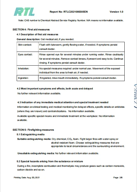 Certificate and Test Report